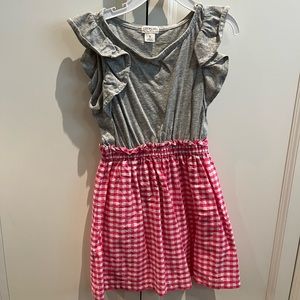 Girls Crewcuts dress cotton grey with gingham bottom size 5